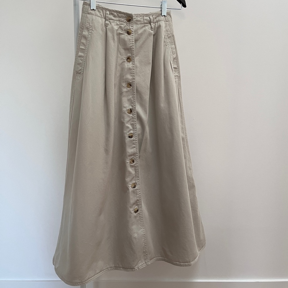 Vintage White Button-Front Maxi Skirt